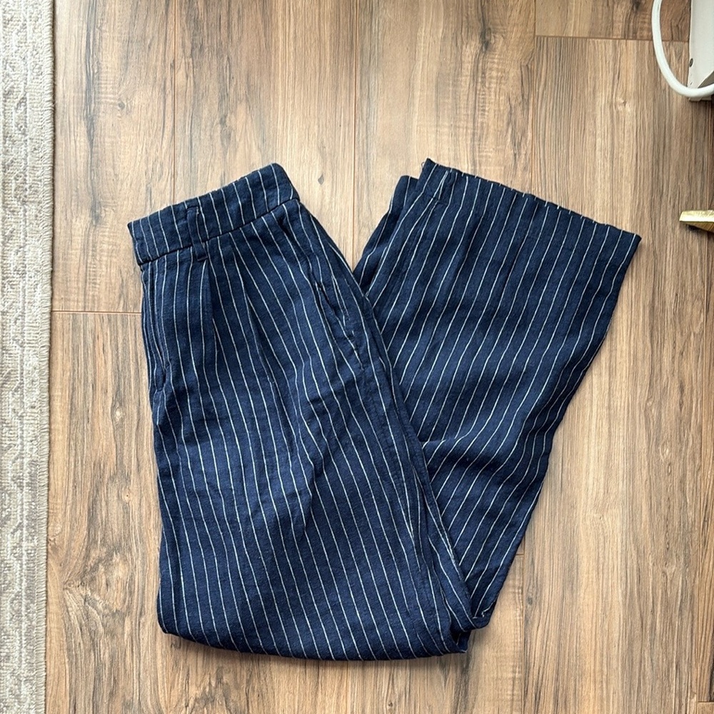 linen blend trousers navy